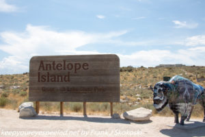 Antelope Island Utah welcome sign 