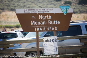 trail sign for Menan Butte at solar eclipse