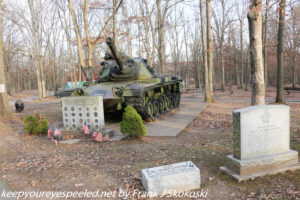 WW II tank and memorials at park 