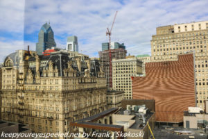 view of Philadelphia skyline from hotel room 