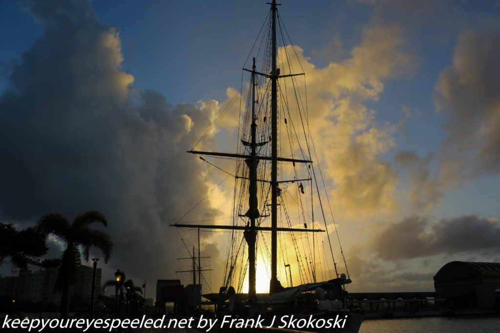 Sail ship in sunrise