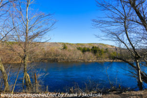 trees along blue waters of Lehigh River