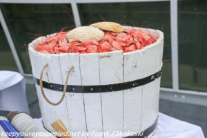 a barrel of fresh shrimp 