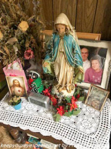 statute of Blessed Virgin Mary in mom's house