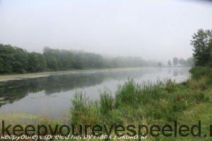 mist covered lake