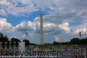 Washington Monument surrounded by clouds 