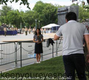 reporter at Lincoln memorial 