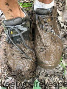 mud covered shoes 
